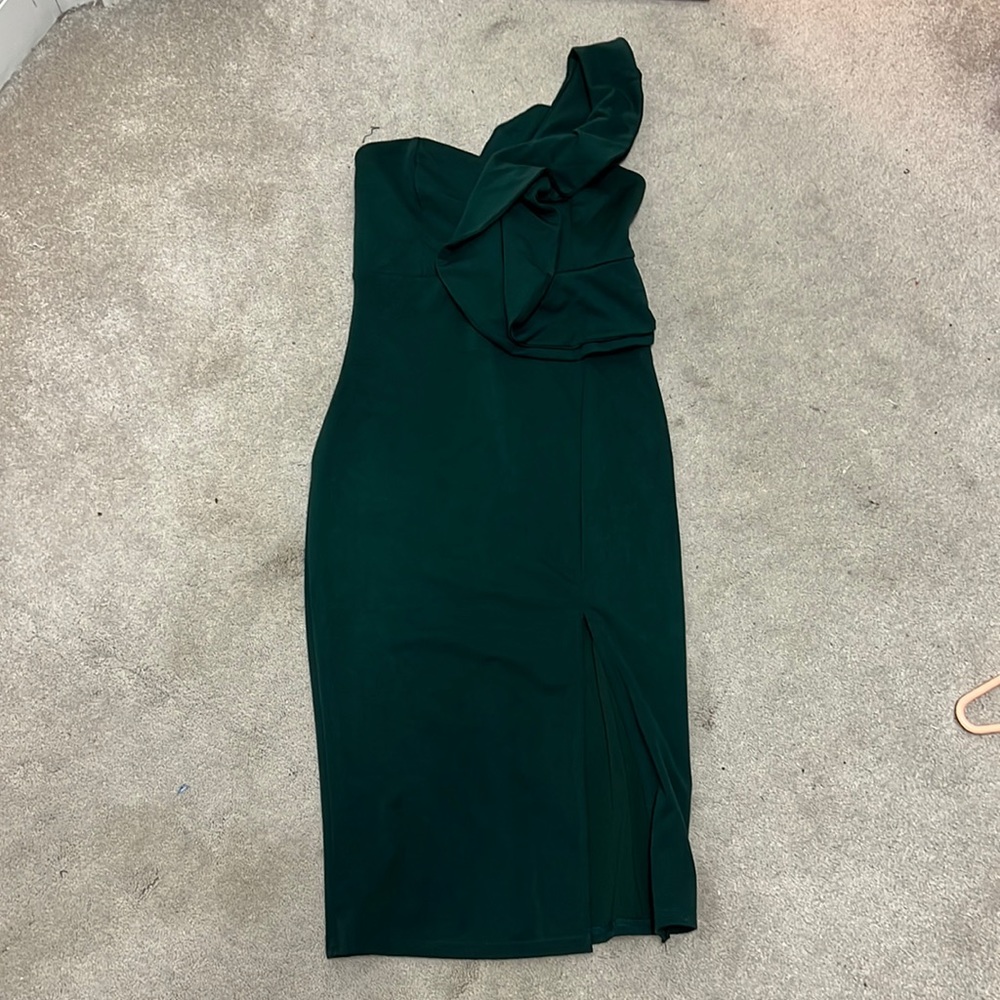 Amazon one shoulder, ruffle dress.